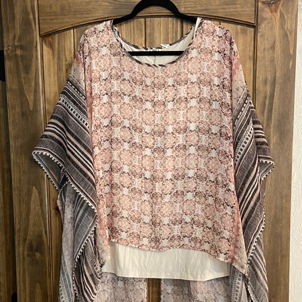 Cato Pink and Gray Patterned Women's Tunic